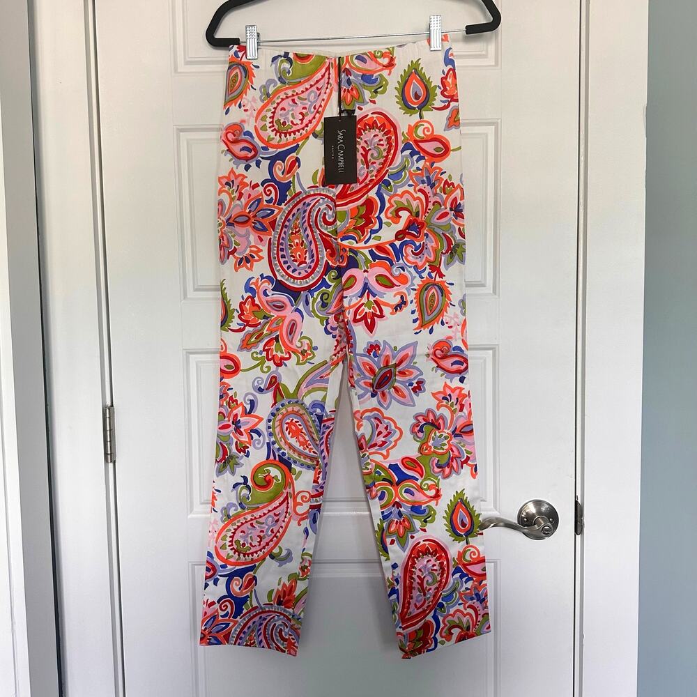 NWT Sara Campbell Suzzana Pant, Red Paisley Print | Size XS